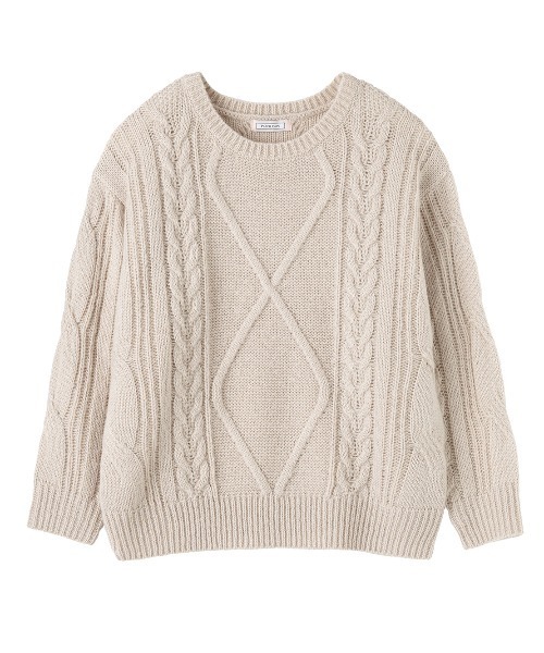 PEACH JOHN（ピーチジョン）の「モヘヤ調ケーブルニット（ニット/セーター・レディース・ネイビー/ピンク/グレイッシュベージュ・ONE SIZE）」の12枚目の写真