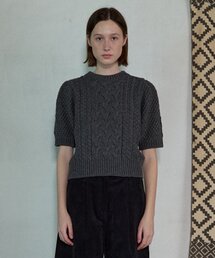 AOPT（アオプト）の「PUFF SLEEVE CABLE KNIT - CHARCOAL（ニット/セーター）」