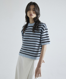 REFLECTIVE STRIPE KNIT [S.BLUE]
