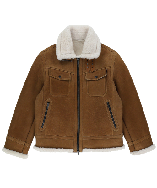 SHEARLING TRUCKER JACKET (COGNAC / LAMBSKIN)