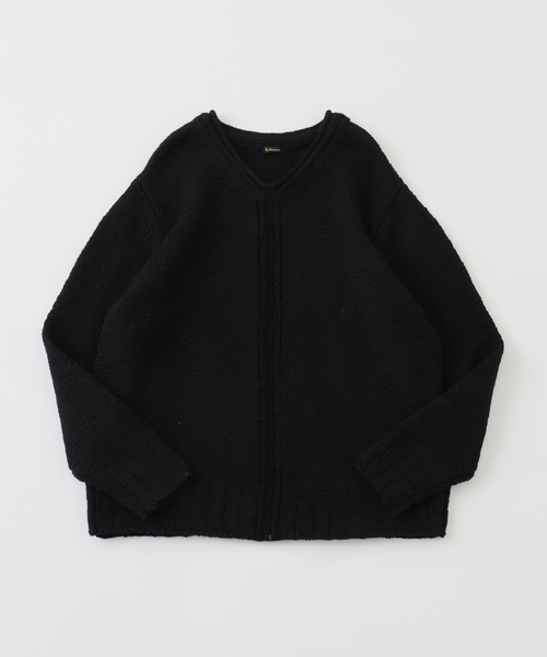 EDIFICE（エディフィス）の「ETS.MATERIAUX(マテリオ)  スラブ Vニット（ニット/セーター・メンズ・ブラック/ベージュ/キャメル・MEDIUM/LARGE）」の2枚目の写真