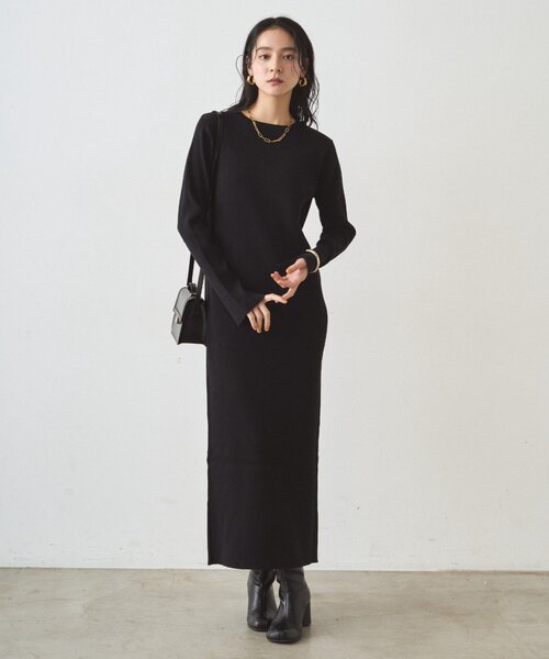 LOUNGEDRESS(ラウンジドレス)の「リブニットワンピース(ワンピース・レディース・モカ/グレー/ブラック・SMALL/MEDIUM)」の4枚目の写真