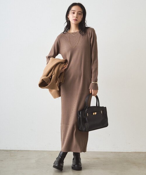 LOUNGEDRESS(ラウンジドレス)の「リブニットワンピース(ワンピース・レディース・モカ/グレー/ブラック・SMALL/MEDIUM)」の6枚目の写真