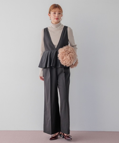 BAYFLOW（ベイフロー）の「[スタイルアップが叶う]ペプラムオールインワン（つなぎ/オールインワン・レディース・ブラック/カーキ・FREE）」の13枚目の写真