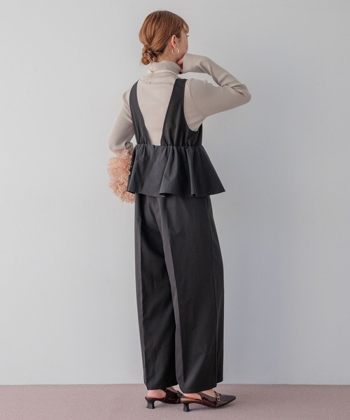 BAYFLOW（ベイフロー）の「[スタイルアップが叶う]ペプラムオールインワン（つなぎ/オールインワン・レディース・ブラック/カーキ・FREE）」の15枚目の写真