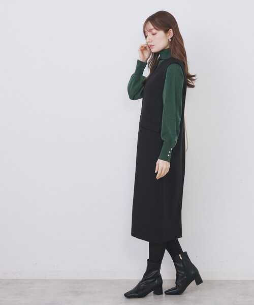 index（インデックス）の「キーネックジャンスカ【洗濯機OK/防シワ/イージーアイロン】（ワンピース・レディース・ブラック/ナチュラル/サックスブルー・36/42/40/38）」の8枚目の写真