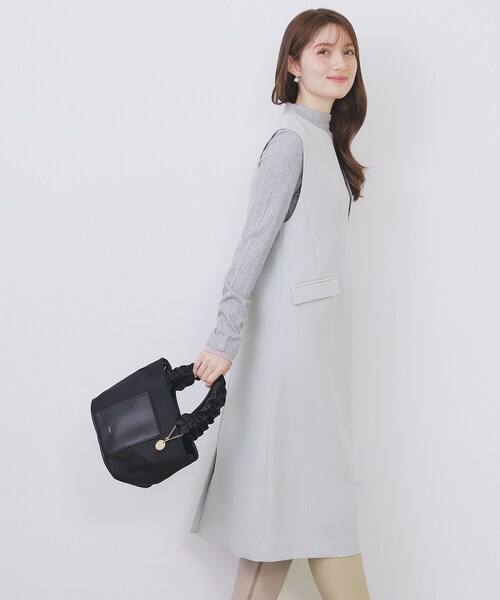 index（インデックス）の「キーネックジャンスカ【洗濯機OK/防シワ/イージーアイロン】（ワンピース・レディース・ブラック/ナチュラル/サックスブルー・36/42/40/38）」の10枚目の写真