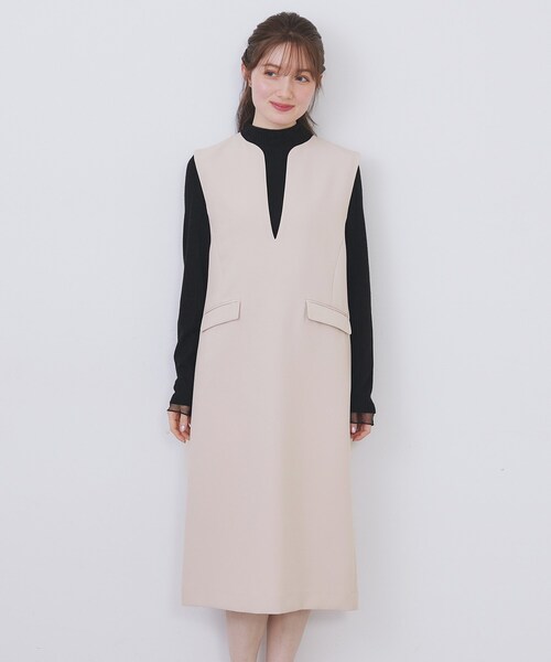 index（インデックス）の「キーネックジャンスカ【洗濯機OK/防シワ/イージーアイロン】（ワンピース・レディース・ブラック/ナチュラル/サックスブルー・36/42/40/38）」の18枚目の写真