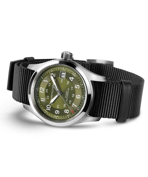 HAMILTON（ハミルトン）の「HAMILTON [ハミルトン] 腕時計 Khaki Field （カーキ フィールド）  オート 自動巻き 38MM グリーン×ブラック（アナログ腕時計・メンズ・グリーン・FREE）」の3枚目の写真