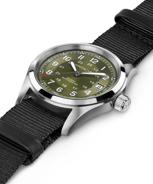 HAMILTON（ハミルトン）の「HAMILTON [ハミルトン] 腕時計 Khaki Field （カーキ フィールド）  オート 自動巻き 38MM グリーン×ブラック（アナログ腕時計・メンズ・グリーン・FREE）」の4枚目の写真