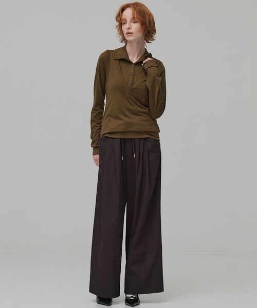 PUBLIC TOKYO（パブリックトウキョウ）の「サテンタックイージーパンツ（チノパンツ・レディース・ブラック/ブラウン・1/2）」の11枚目の写真