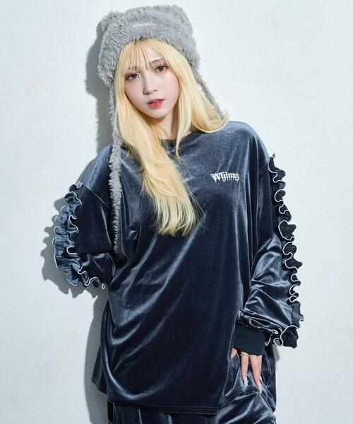 Whinny（ホワイニー）の「Whinny/【2025冬新作♪】オールウェイズシャイニングスターすぅぇ（Tシャツ/カットソー・レディース・グレー/ブルー/ブラック・FREE）」の2枚目の写真