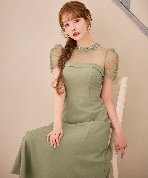 sugar nine（シュガーナイン）の「【ワンピース】シアーショルダーフレアワンピース（ワンピース・レディース・グリーン/グレー・LARGE/MEDIUM/SMALL）」の8枚目の写真