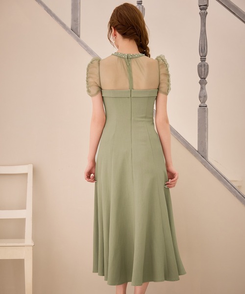 sugar nine（シュガーナイン）の「【ワンピース】シアーショルダーフレアワンピース（ワンピース・レディース・グリーン/グレー・LARGE/MEDIUM/SMALL）」の15枚目の写真