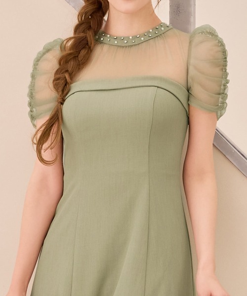sugar nine（シュガーナイン）の「【ワンピース】シアーショルダーフレアワンピース（ワンピース・レディース・グリーン/グレー・LARGE/MEDIUM/SMALL）」の16枚目の写真