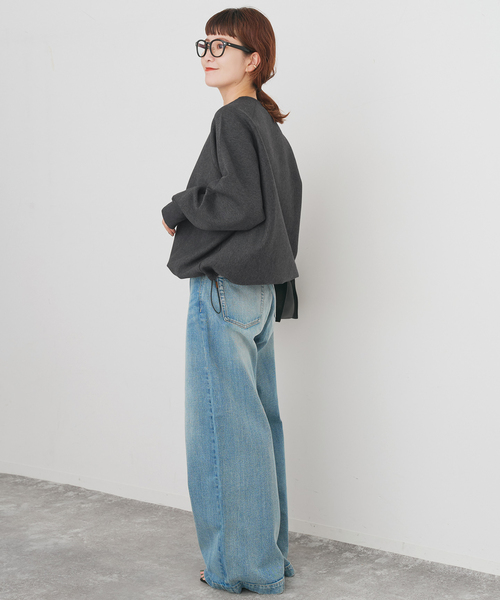 Spick & Span(スピックアンドスパン)の「《新色有り / 追加》ダンボールヘムギャザープルオーバー(Tシャツ/カットソー・レディース・アイボリー/チャコールグレー・FREE)」の8枚目の写真