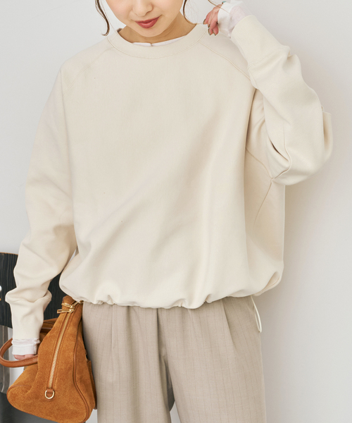 Spick & Span(スピックアンドスパン)の「《新色有り / 追加》ダンボールヘムギャザープルオーバー(Tシャツ/カットソー・レディース・アイボリー/チャコールグレー・FREE)」の10枚目の写真