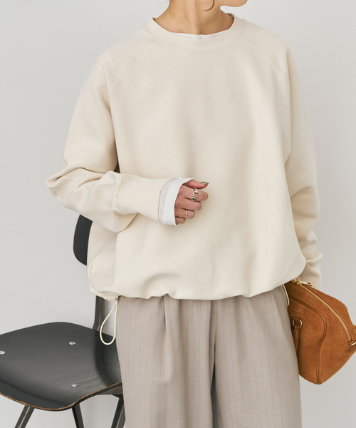 Spick & Span(スピックアンドスパン)の「《新色有り / 追加》ダンボールヘムギャザープルオーバー(Tシャツ/カットソー・レディース・アイボリー/チャコールグレー・FREE)」の11枚目の写真