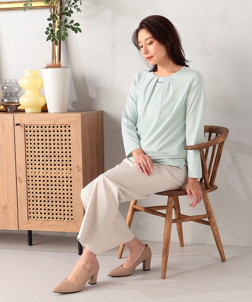 GALLORIA（ギャローリア）の「パーツ付きプルオーバー（Tシャツ/カットソー・レディース・ホワイト/ライトグリーン/ライトベージュ・L/LL/M/S）」の3枚目の写真