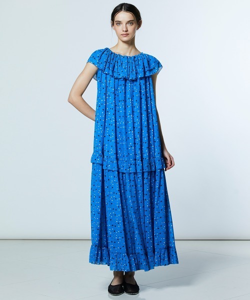 DOUBLE STANDARD CLOTHING（ダブルスタンダードクロージング）の「スター フリルシフォンギャザー2WAYワンピース（ワンピース・レディース・ブルー・36/38）」の10枚目の写真