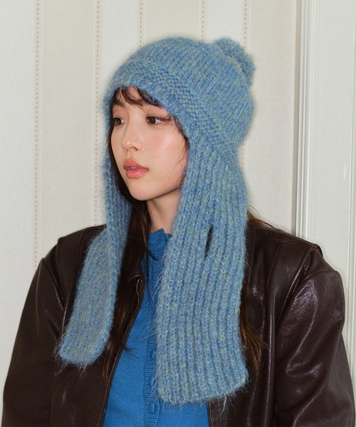 LYEON(リヨン)の「フライトニットキャップ(ニットキャップ/ビーニー・レディース・ブラウン/ブルー/チャコールグレー/グレー・FREE)」の7枚目の写真