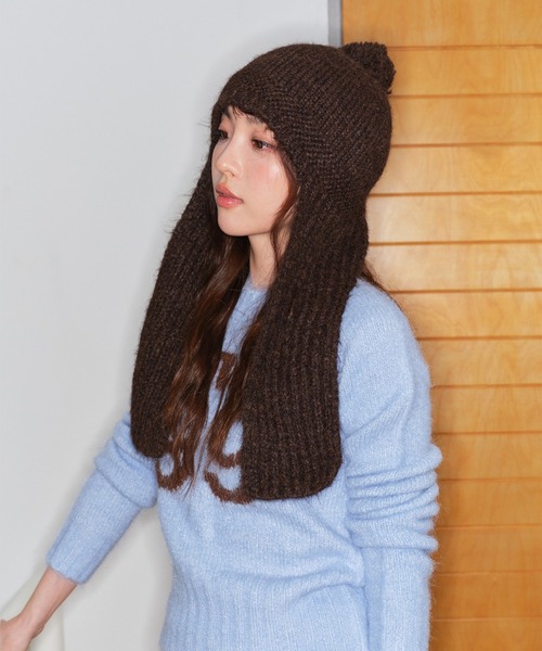 LYEON(リヨン)の「フライトニットキャップ(ニットキャップ/ビーニー・レディース・ブラウン/ブルー/チャコールグレー/グレー・FREE)」の11枚目の写真