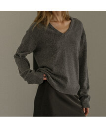 Loose fit V-neck knit [KNFW02SW01]_Deep gray