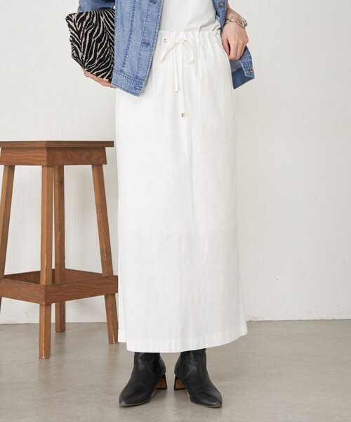 Jena espace merveilleux（ジェナ　エスパスメルヴェイユ）の「【ウエストゴム】ウエストテープメンスカート（スカート・レディース・グレー/オフホワイト/ブラック・FREE）」の2枚目の写真