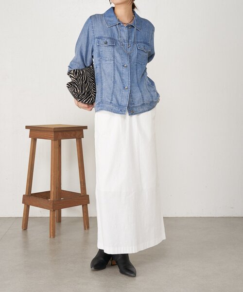 Jena espace merveilleux（ジェナ　エスパスメルヴェイユ）の「【ウエストゴム】ウエストテープメンスカート（スカート・レディース・グレー/オフホワイト/ブラック・FREE）」の4枚目の写真