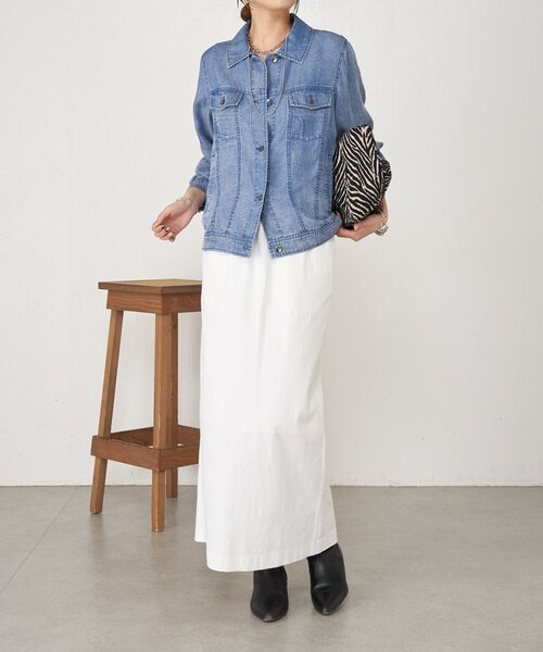 Jena espace merveilleux（ジェナ　エスパスメルヴェイユ）の「【ウエストゴム】ウエストテープメンスカート（スカート・レディース・グレー/オフホワイト/ブラック・FREE）」の5枚目の写真