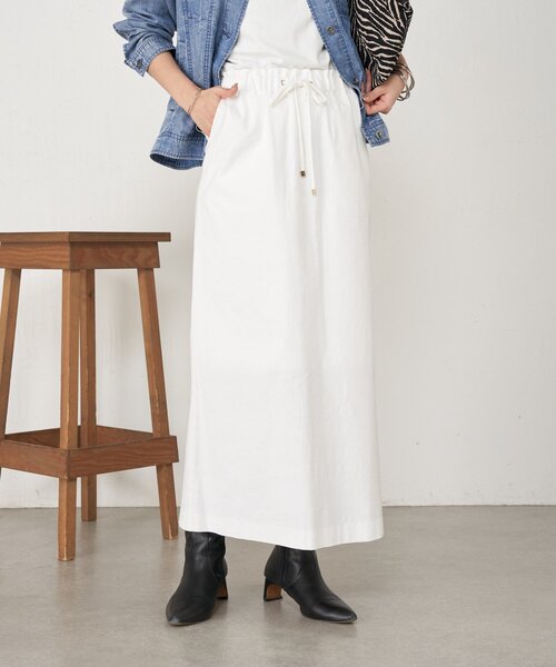 Jena espace merveilleux（ジェナ　エスパスメルヴェイユ）の「【ウエストゴム】ウエストテープメンスカート（スカート・レディース・グレー/オフホワイト/ブラック・FREE）」の8枚目の写真