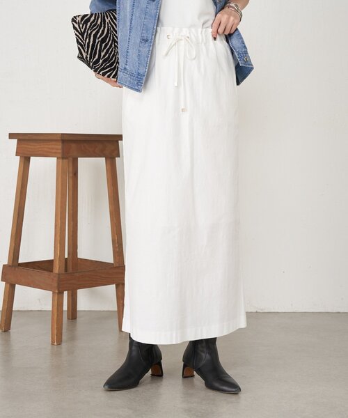 Jena espace merveilleux（ジェナ　エスパスメルヴェイユ）の「【ウエストゴム】ウエストテープメンスカート（スカート・レディース・グレー/オフホワイト/ブラック・FREE）」の9枚目の写真