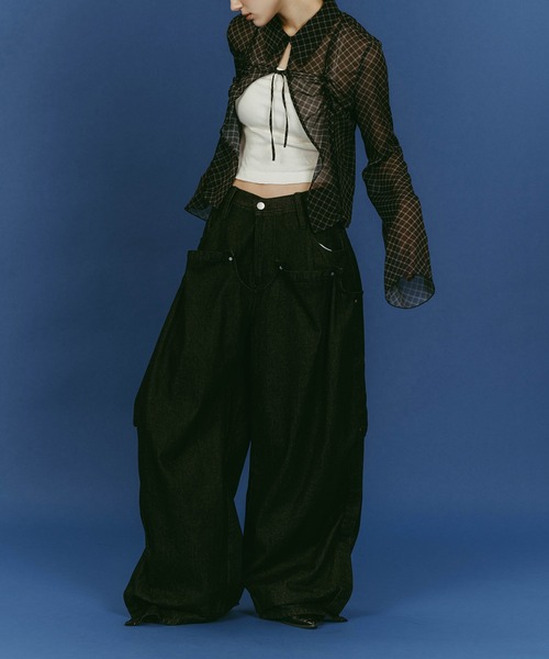 Knuth Marf(クヌースマーフ)の「【Knuth Marf】cling drape denim pants(デニムパンツ・レディース・ブラック/グレイッシュベージュ・XS/S)」の7枚目の写真