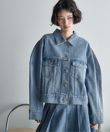 THE YOn（ザヨン）の「カーブスリーブクロップドジャケット　デニム/ツイル（デニムジャケット）」