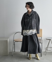 THE YOn（ザヨン）の「カーブスリーブクロップドジャケット　デニム/ツイル（デニムジャケット）」