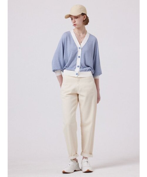 AYIHOLIC CASHMERE(アイホリックカシミア)の「パフロングスリーブストライプワイカーディガン(カーディガン/ボレロ・レディース・その他・FREE)」の1枚目の写真