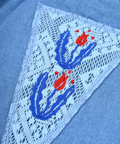 MARKEY'S（マーキーズ）の「レースポイントデニムブラウス（シャツ/ブラウス・キッズ・ライトブルー/ネイビー・150/140/120/110/100/90/130）」の20枚目の写真