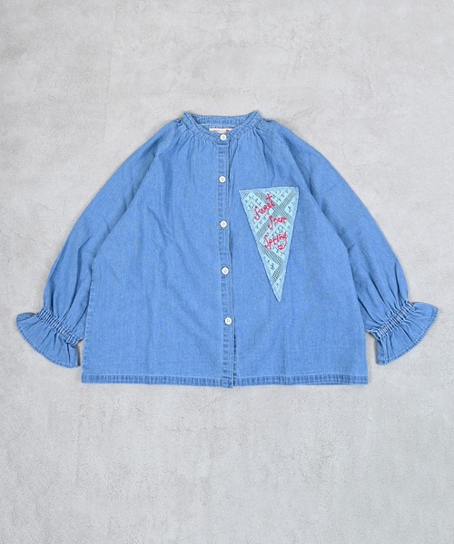 MARKEY'S（マーキーズ）の「レースポイントデニムブラウス（シャツ/ブラウス・キッズ・ライトブルー/ネイビー・150/140/120/110/100/90/130）」の22枚目の写真