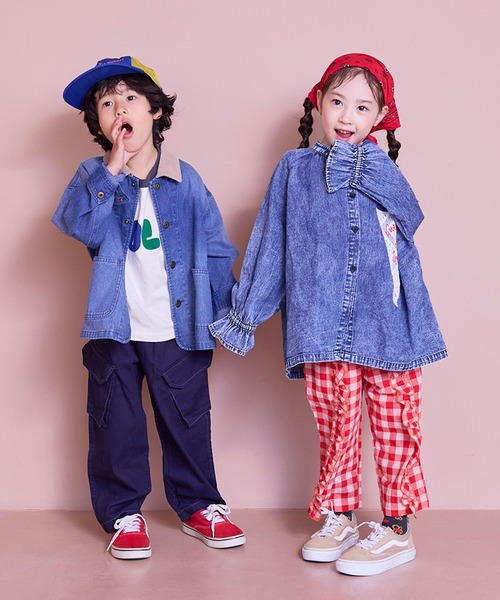 MARKEY'S（マーキーズ）の「レースポイントデニムブラウス（シャツ/ブラウス・キッズ・ライトブルー/ネイビー・150/140/120/110/100/90/130）」の8枚目の写真