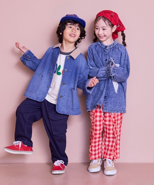 MARKEY'S（マーキーズ）の「レースポイントデニムブラウス（シャツ/ブラウス・キッズ・ライトブルー/ネイビー・150/140/120/110/100/90/130）」の7枚目の写真