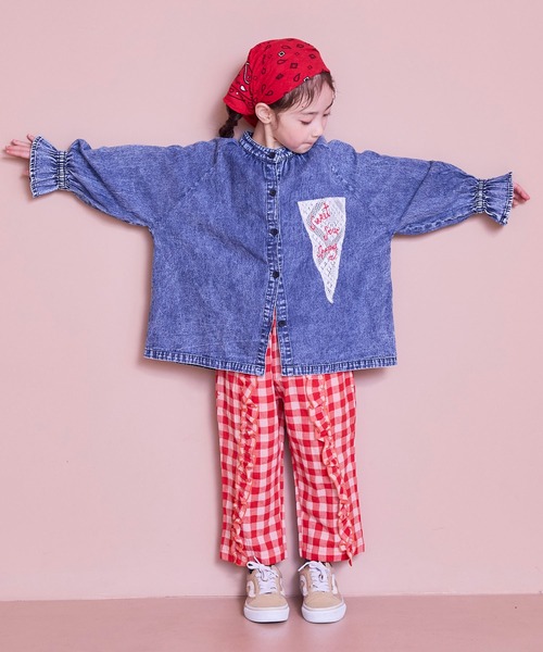 MARKEY'S（マーキーズ）の「レースポイントデニムブラウス（シャツ/ブラウス・キッズ・ライトブルー/ネイビー・150/140/120/110/100/90/130）」の13枚目の写真