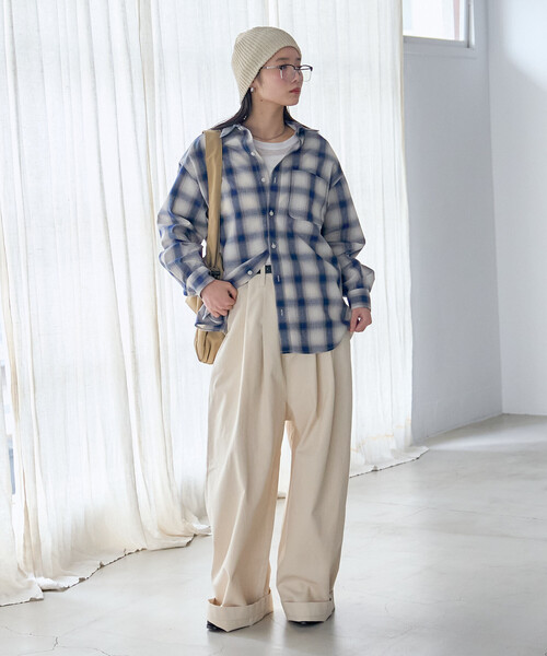 オンブレ チェックシャツ/ショート丈チェックシャツ（シャツ/ブラウス