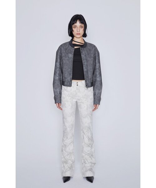 AFTERHOURS(アフターアワーズ)の「LEATHER BOMBER JACKET (CHARCOAL)(ライダースジャケット・レディース・その他・FREE)」の2枚目の写真
