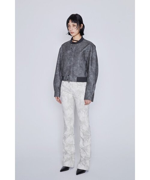 AFTERHOURS(アフターアワーズ)の「LEATHER BOMBER JACKET (CHARCOAL)(ライダースジャケット・レディース・その他・FREE)」の3枚目の写真