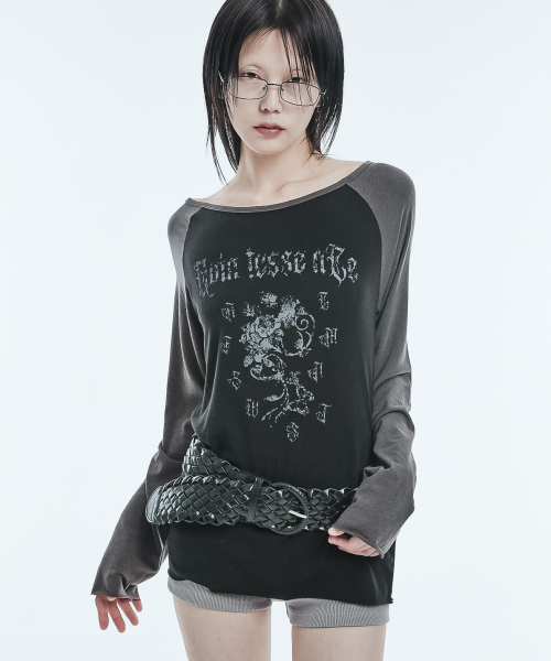 A FEW COMMENTS(アフューコメンツ)の「シアーラグランロングスリーブトップ ブラックチャコール(Tシャツ/カットソー・レディース・その他・FREE)」の1枚目の写真