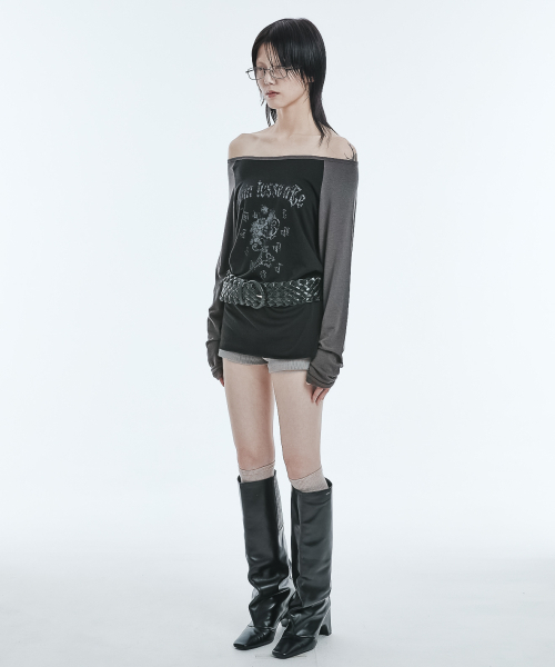 A FEW COMMENTS(アフューコメンツ)の「シアーラグランロングスリーブトップ ブラックチャコール(Tシャツ/カットソー・レディース・その他・FREE)」の2枚目の写真