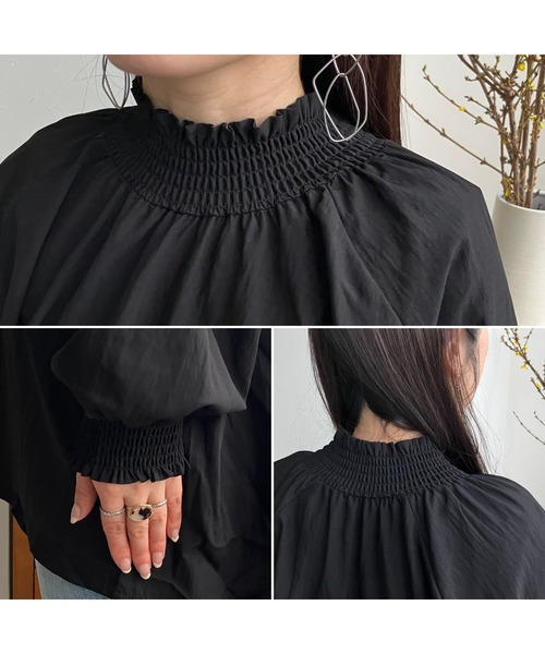 zena（ジェナ）の「シャーリングギャザードルマンシャツ（シャツ/ブラウス・レディース・ブラック/グレー系その他・FREE）」の10枚目の写真