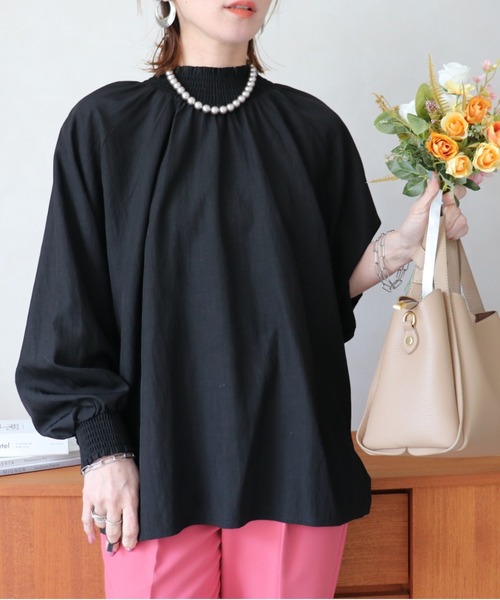 zena（ジェナ）の「シャーリングギャザードルマンシャツ（シャツ/ブラウス・レディース・ブラック/グレー系その他・FREE）」の12枚目の写真