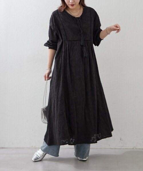 Remind me and forever(リマインドミーアンドフォーエバー)の「【nane】【India series】ジャガードレースワンピース(ワンピース・レディース・ブラック/アイボリー・FREE)」の20枚目の写真