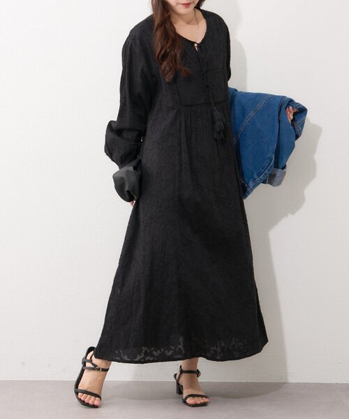 Remind me and forever(リマインドミーアンドフォーエバー)の「【nane】【India series】ジャガードレースワンピース(ワンピース・レディース・ブラック/アイボリー・FREE)」の16枚目の写真